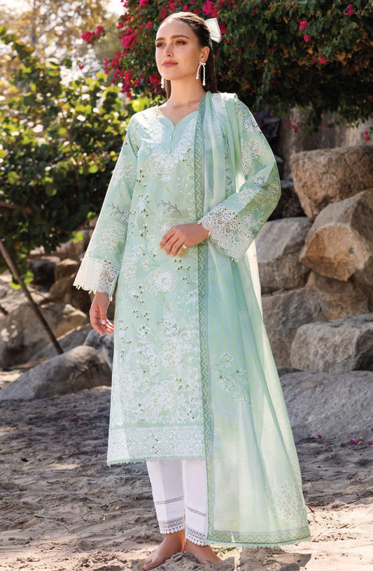 Aurea by Farasha Embroidered Lawn Unstitched 3 Piece Suit - D-10 Tulip Glow - FSH25AEL - Green - Summer Collection