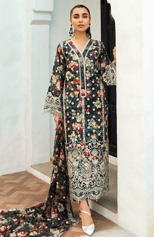 Zainab Chottani Chikankari Lawn Unstitched 3 Piece Suit - D-10A Reeya - ZBC25CL - Blue - Summer Collection