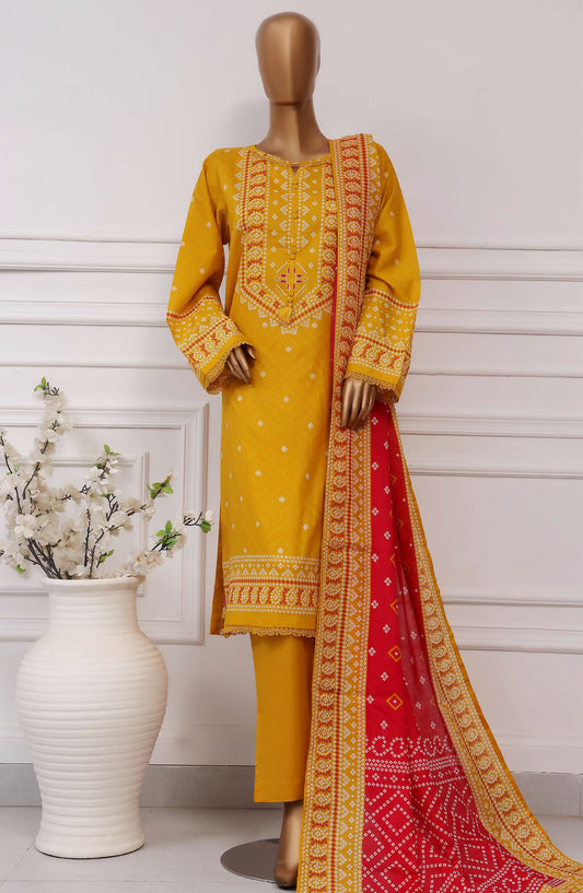 Sadabahar Printed Lawn Stitched 3 Piece Suit - D-11 - SBD25PLCV4 - Mustard - Summer Collection
