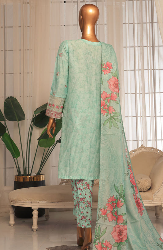 Bin Saeed Embroidered Stitched 3 Piece Suit - D-12 - BS25EKK - Blue - Summer Collection