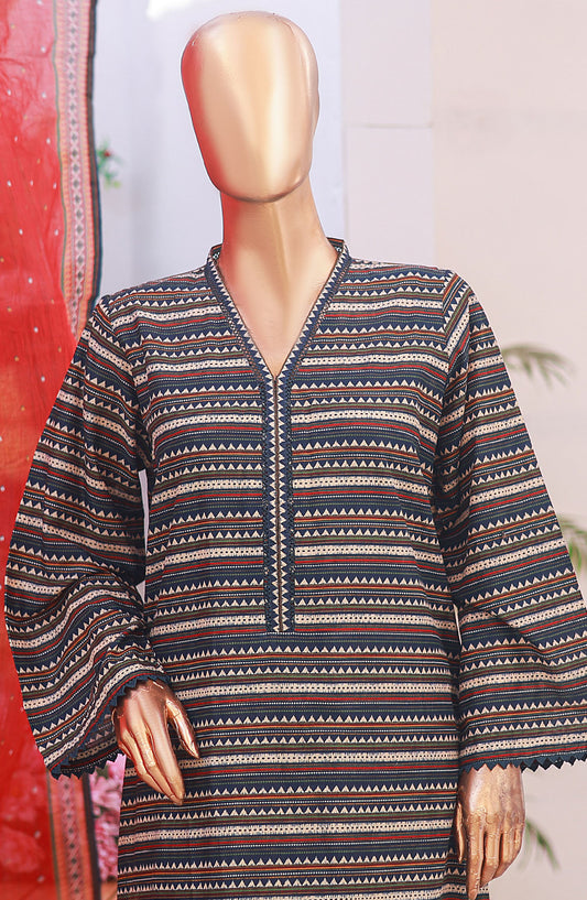 Bin Saeed Printed Lawn Stitched 3 Piece Suit - D-12 - BS25PLV6 - Blue - Summer Collection