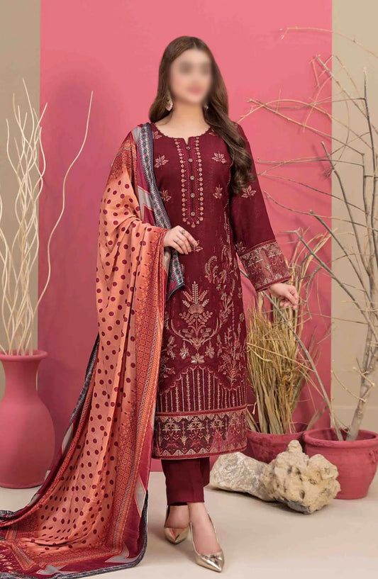 Mehlika Embroidered Leather Peach Collection - D 1333