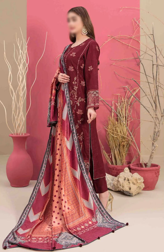Mehlika Embroidered Leather Peach Collection - D 1333