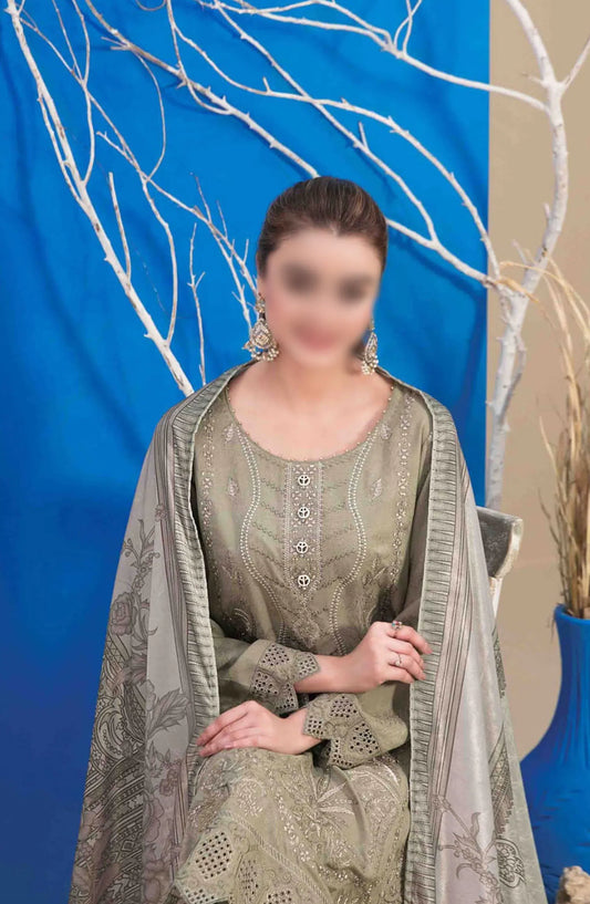 Mehlika Embroidered Leather Peach Collection - D 1334