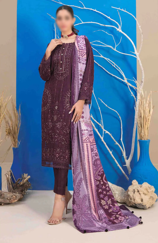 Mehlika Embroidered Leather Peach Collection - D 1340