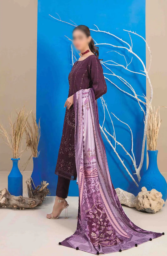 Mehlika Embroidered Leather Peach Collection - D 1340