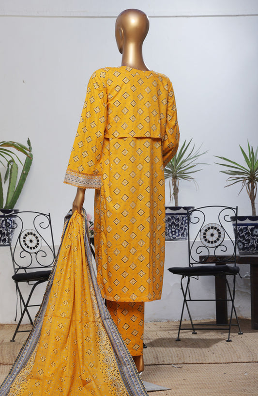 Bin Saeed Embroidered Lawn Stitched 3 Piece Suit - D-13 - BS25BEEC - Yellow - Eid Collection
