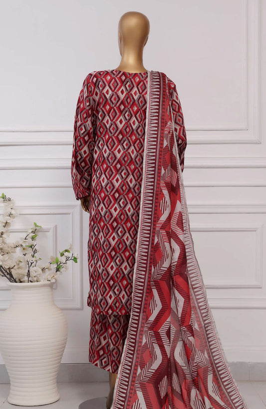 Sadabahar Printed Lawn Stitched 3 Piece Suit - D-13 - SBD25PLCV4 - Red - Summer Collection