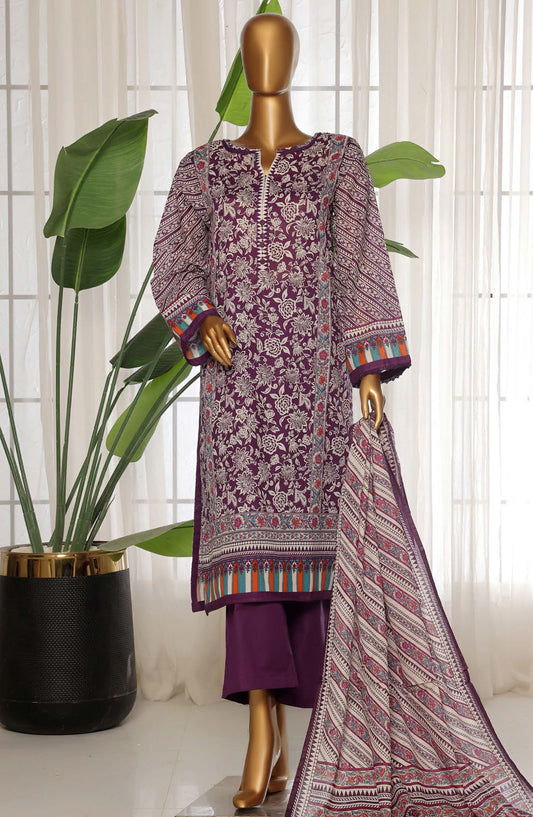 Sadabahar Printed Lawn Stitched 3 Piece Suit - D-14 - SDB25PLV3 - Purple - Summer Collection