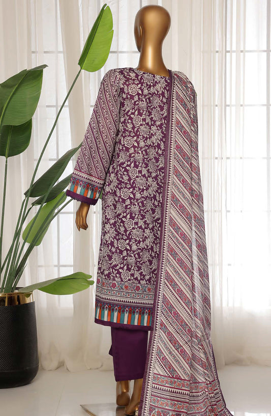 Sadabahar Printed Lawn Stitched 3 Piece Suit - D-14 - SDB25PLV3 - Purple - Summer Collection