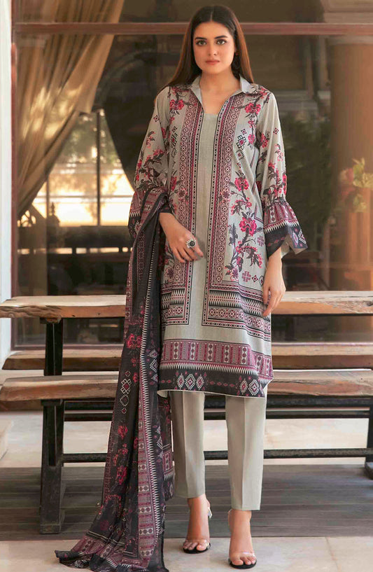 Masooma by Tawakkal Fabrics Printed Lawn Unstitched 3 Piece Suit - D-1502 - TF25ML - Grey - Summer Collection