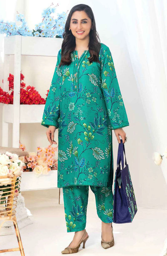 Glo by Tawakkal Fabric Printed Lawn Stitched 2 Piece Suit - D-1558 - TF25GLOV2 - Green - Summer Collection