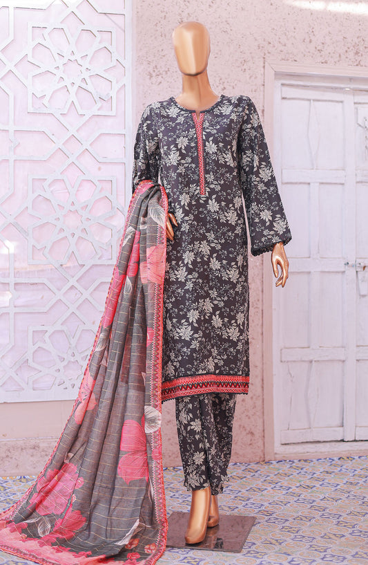 Bin Saeed Printed Lawn Stitched 3 Piece Suit - D-15 - BS25EPLV5 - Black - Summer Collection