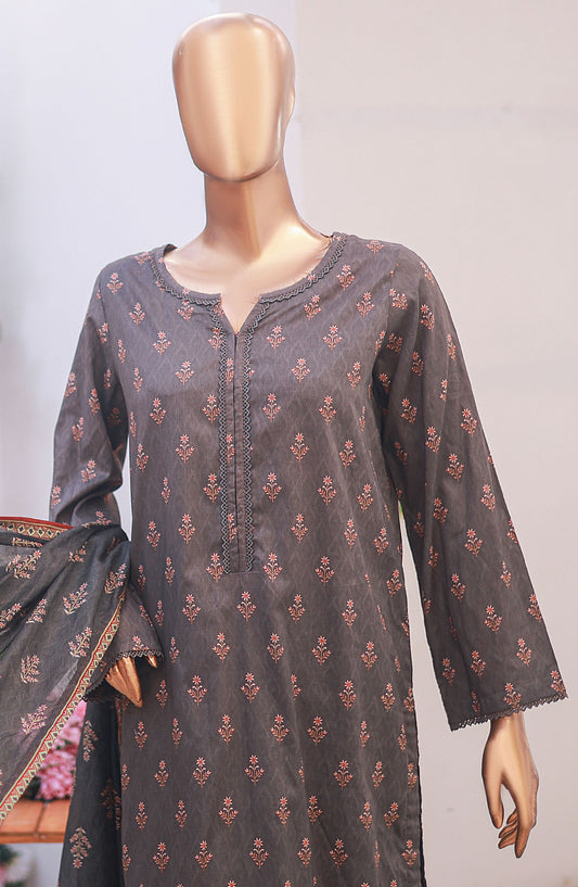 Bin Saeed Printed Lawn Stitched 3 Piece Suit - D-15 - BS25PLV6 - Grey - Summer Collection