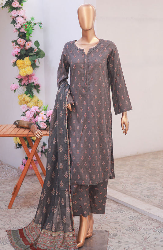 Bin Saeed Printed Lawn Stitched 3 Piece Suit - D-15 - BS25PLV6 - Grey - Summer Collection