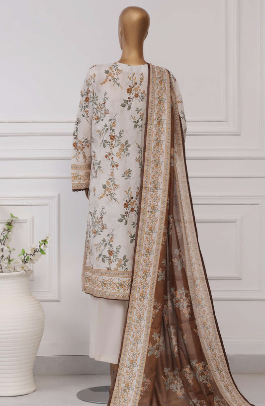 Sadabahar Printed Lawn Stitched 3 Piece Suit - D-15 - SBD25PLCV4 - Off White - Summer Collection