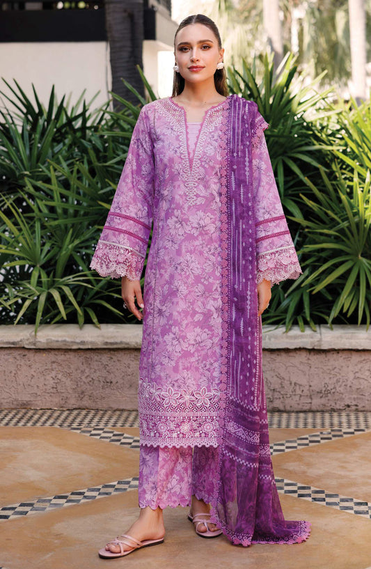 Aurea by Farasha Embroidered Lawn Unstitched 3 Piece Suit - D-15 Lavender Rush - FSH25AEL - Purple - Summer Collection