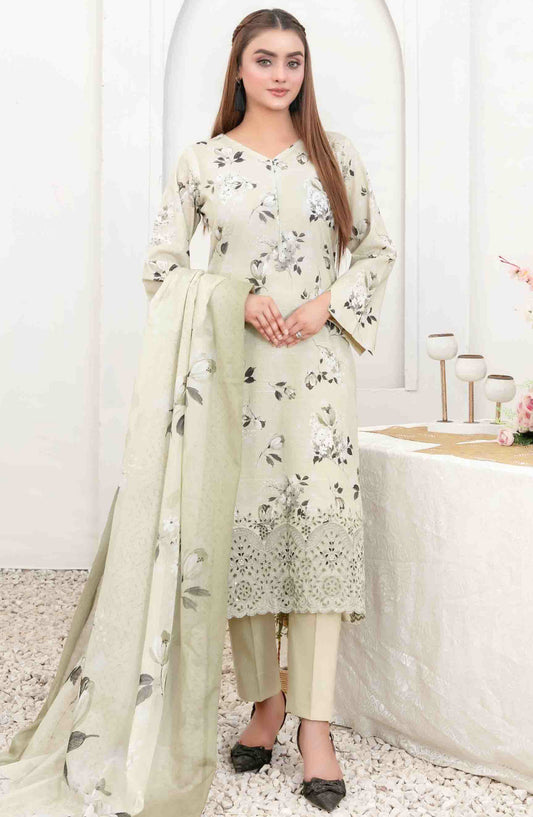 Areeba by Tawakkal Fabric Embroidered Lawn Unstitched 3 Piece Suit - D-1682 - TF25AEL - Green - Summer Collection