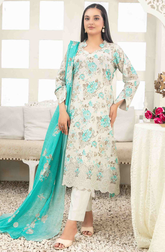 Areeba by Tawakkal Fabric Embroidered Lawn Unstitched 3 Piece Suit - D-1683 - TF25AEL - Grey - Summer Collection
