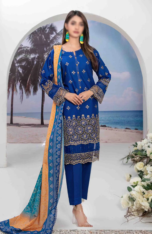 Zeyda - Stitched Schiffli Lawn Collection Vol 01 2024 - D 1838