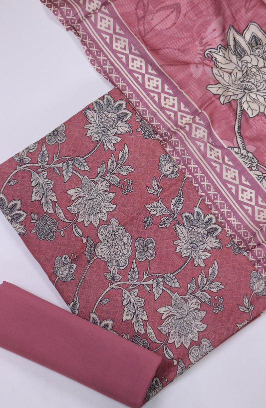 Maya by Amna Khadija Printed Lawn Unstitched 3 Piece Suit - D-18 - AM25MPPSL - Pink - Summer Collection