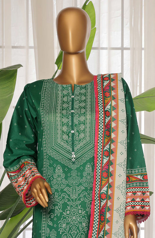 Sadabahar Printed Lawn Stitched 3 Piece Suit - D-22 - SDB25PLV3 - Green - Summer Collection