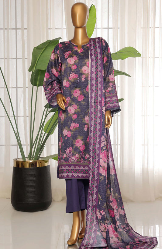 Sadabahar Printed Lawn Stitched 3 Piece Suit - D-23 - SDB25PLV3 - Purple - Summer Collection