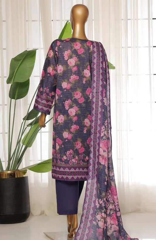 Sadabahar Printed Lawn Stitched 3 Piece Suit - D-23 - SDB25PLV3 - Purple - Summer Collection