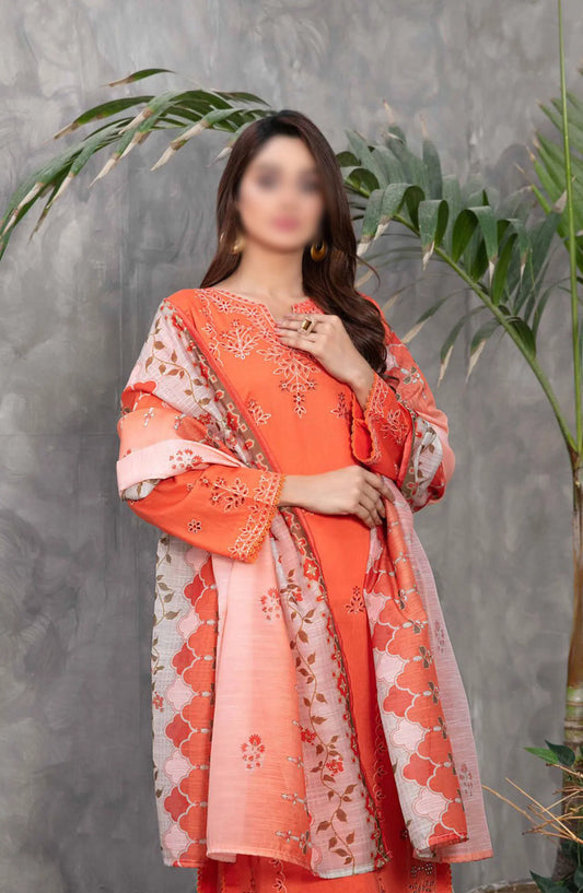 Aarah - Stitched Fancy Embroidered Lawn 3pcs Collection - D 2825