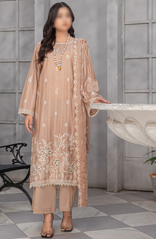 Areej by Al Karim Embroidered Lawn Unstitched 3 Piece Suit - D-2 - ALK25ARF - Brown - Summer Collection