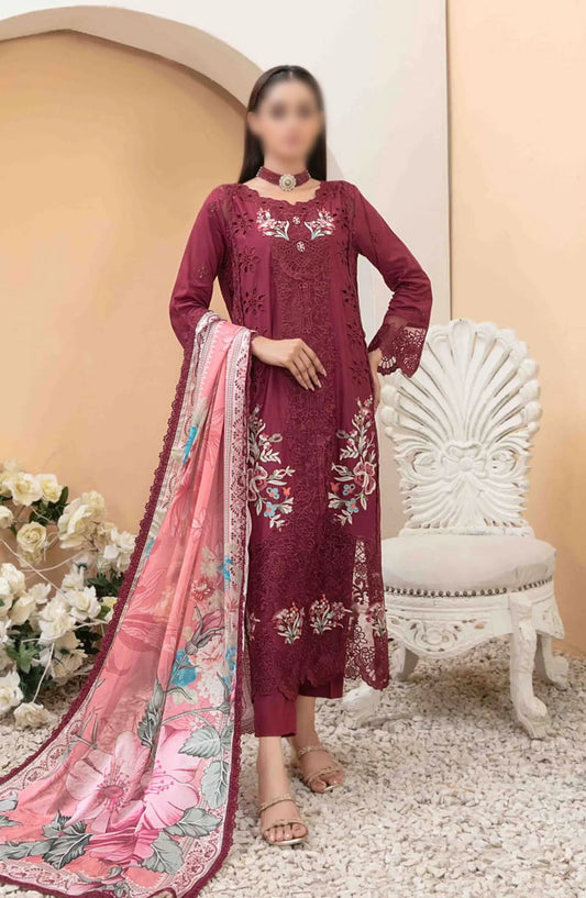OLENA Fancy Heavy Embroidered Lawn Collection 2024 - D 3086