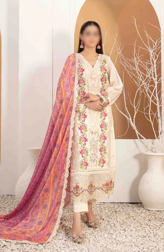 OLENA Fancy Heavy Embroidered Lawn Collection 2024 - D 3091