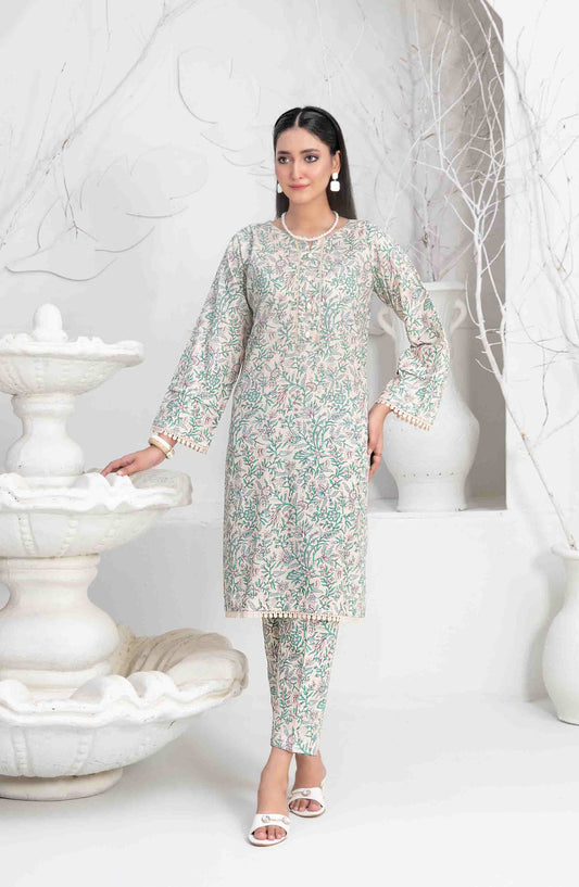 Aliyna by Tawakkal Fabrics Printed Cotton Stitched 2 Piece Suit - D-3337 - TF25ASL - Grey - Summer Collection