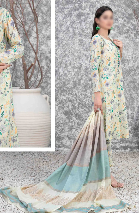 SERAPHINA Digital Printed Lawn - Fancy Banarsi Dupatta Collection 2024 - D 3496