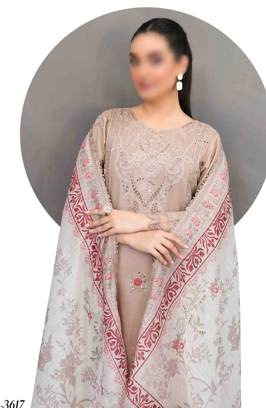 Aezal Fancy Embroidered Slub Viscose Collection 2024 - D 3617