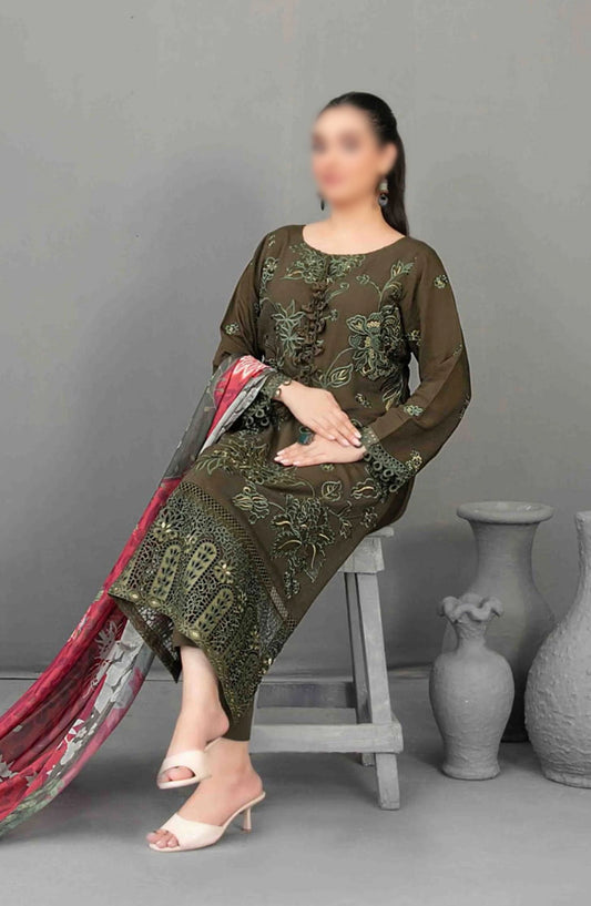 Aezal Fancy Embroidered Slub Viscose Collection 2024 - D 3620