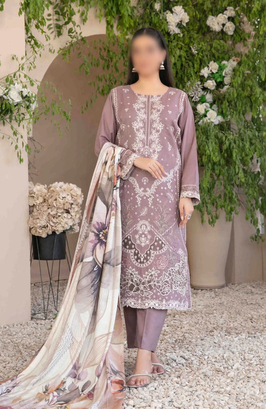 Dorsa - Embroidered Slub Viscose Collection - D 3715