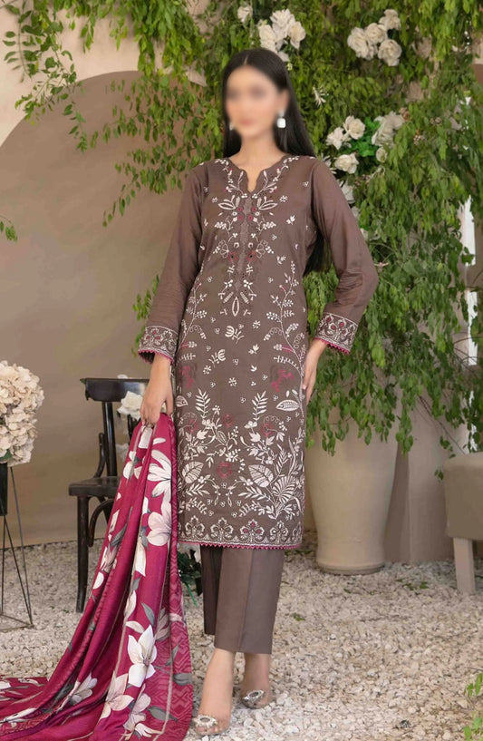 Dorsa - Embroidered Slub Viscose Collection - D 3717