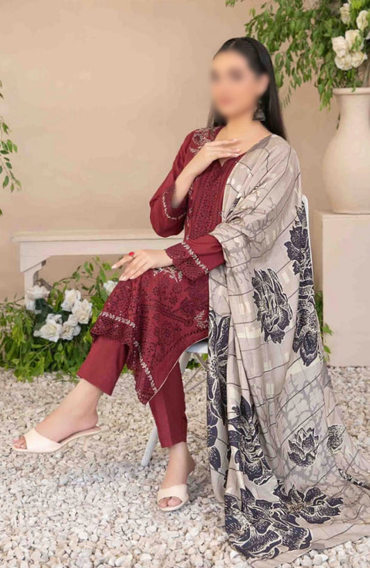 Dorsa - Embroidered Slub Viscose Collection - D 3718