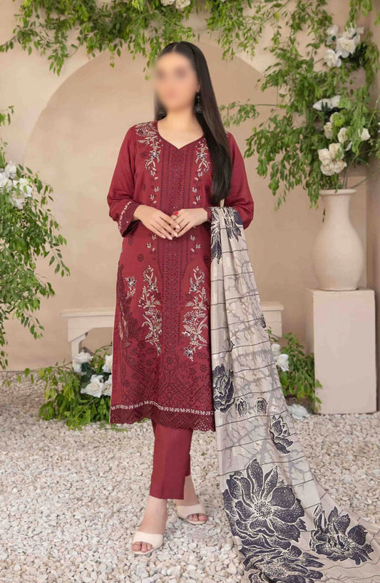 Dorsa - Embroidered Slub Viscose Collection - D 3718