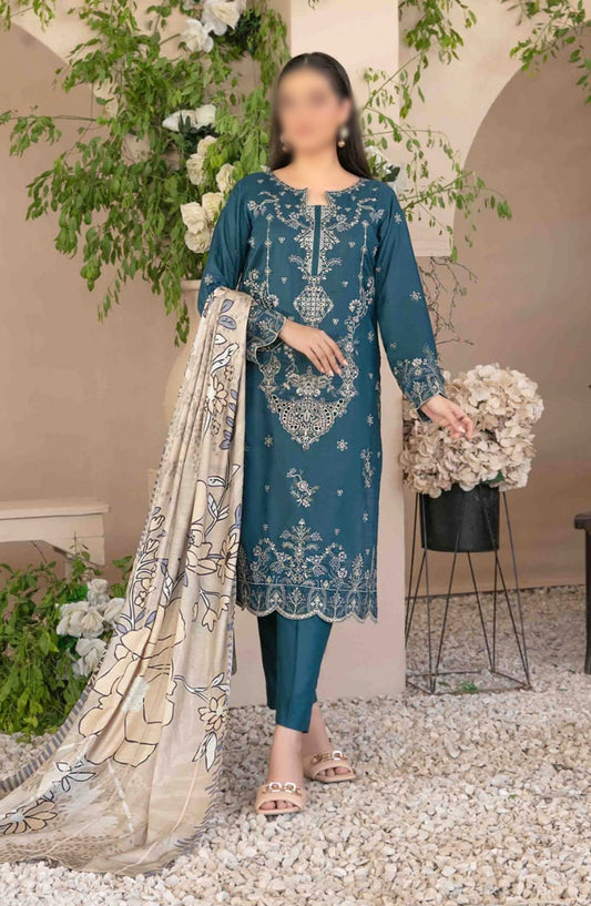 Dorsa - Embroidered Slub Viscose Collection - D 3719