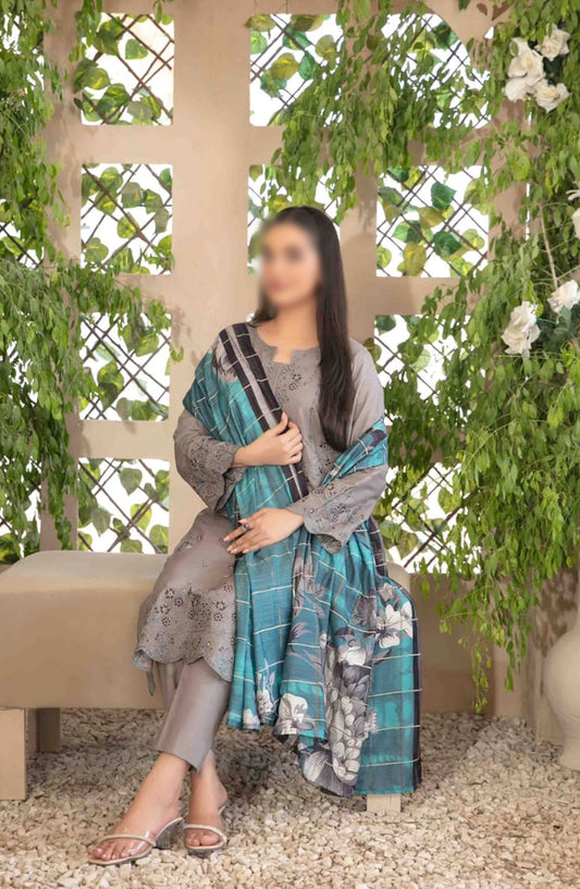 Dorsa - Embroidered Slub Viscose Collection - D 3720