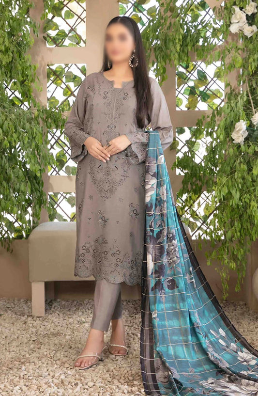 Dorsa - Embroidered Slub Viscose Collection - D 3720