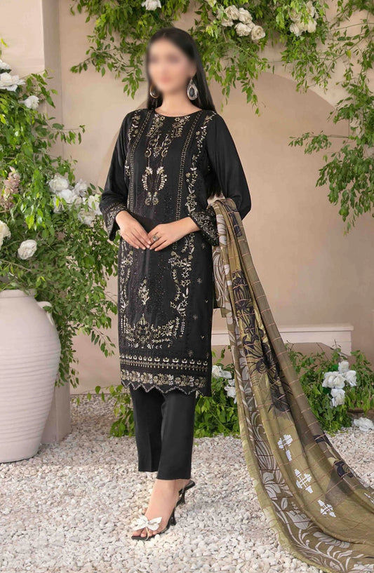 Dorsa - Embroidered Slub Viscose Collection - D 3721