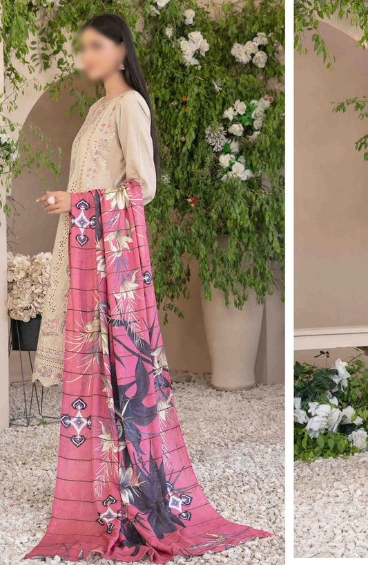 Dorsa - Embroidered Slub Viscose Collection - D 3722