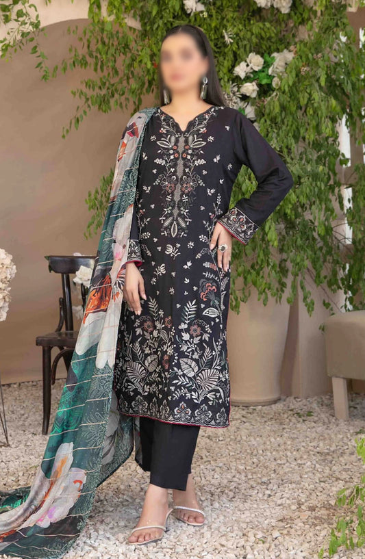 Dorsa - Embroidered Slub Viscose Collection - D 3724