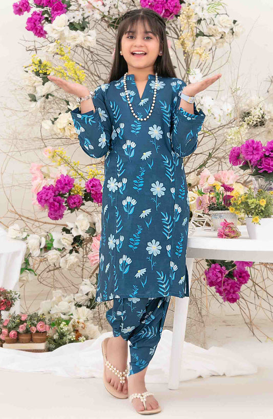 Nanhi Saheli by Tawakkal Fabrics Printed Stitched 2 Piece Suit - D-3812 - TF25NSV1 - Blue - Girls Collection