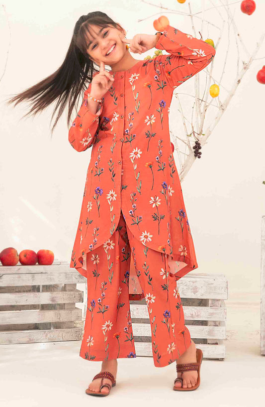 Nanhi Saheli by Tawakkal Fabrics Printed Stitched 2 Piece Suit - D-3819 - TF25NSV2 - Orange - Girls Collection