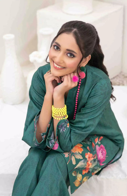 Muberra - Stitched Digital Printed Pashmina Twill with Khussa Collection 2024 - TF-D-3825