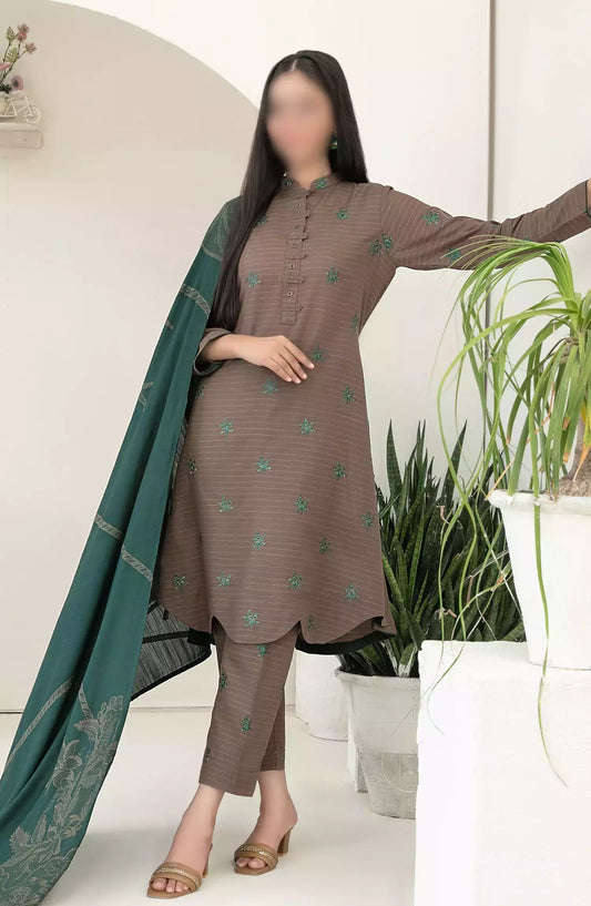 MEGARA - Fancy Stitched Embroidered Zari Khaddar Collection 2024 - D-3865